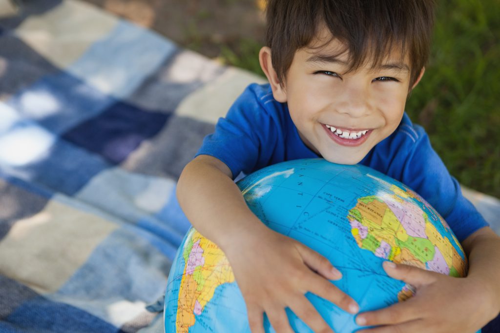 Boy with a globe