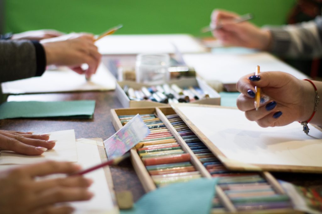 Students in an art class