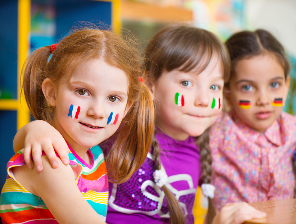 children learning a language in school