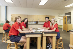 Students in a science class at St. Cecelia